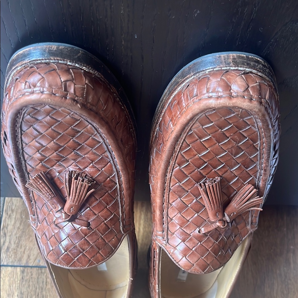 Cole Haan Brown Woven Leather Loafers - Picture 2 of 4
